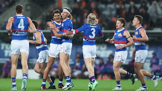 Jamarra Ugle-Hagan celebrates an early goal