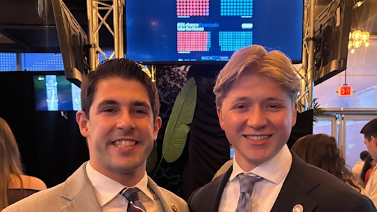 “We’re on Twitter a lot,” say Sam Bilotta, 25 and John Jennings, 22. “We’re online. We love to monitor the situation.”