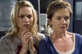 Margot Robbie, left, with Jackie Woodburne, is one of the many actors who got their break on the show.