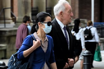 Kathy Lin (left) arrives at the Supreme Court of NSW to attend her husband, Robert Xie’s appeal in the Court of Criminal Appeal. Robert Xie is serving time for murdering his relatives, the Lin family. 