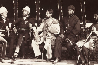 British diplomat Major Sir Pierre Louis Napoleon Cavagnari (second from left) was set to take up the post of British envoy in Kabul when the British residency came under attack in 1879 and he was killed, leading the British to resume war in Afghanistan. 