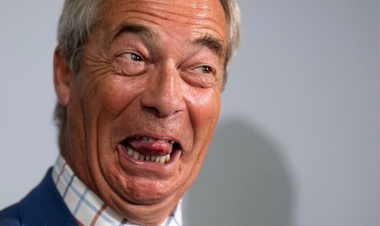 Well may he laugh: Reform leader Nigel Farage’s party stands to attract the biggest block of votes at the next election.