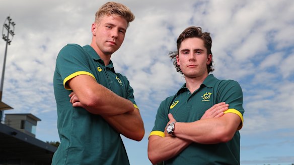 Decathlete Ash Moloney and sprinter Rohan Browning.