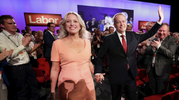 Chloe Shorten, pictured with her Labor leader-husband, Bill Shorten, says she will work to promote an end to violence against women if Mr Shorten is elected Prime Minister.