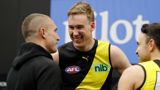 Dustin Martin (left) and Tom Lynch (centre) are likely starters for Richmond’s do-or-die elimination final.