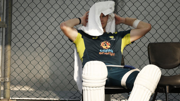 Steve Smith had to dry off in Brisbane.
