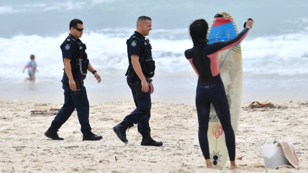 Policing the Gold Coast beaches during the pandemic.
