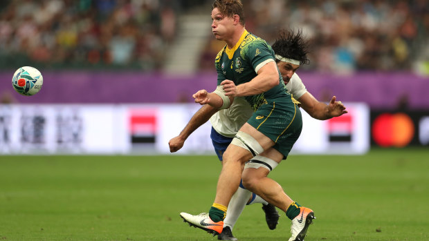 Hooper hit late in Australia's seven-try rout of Uruguay.