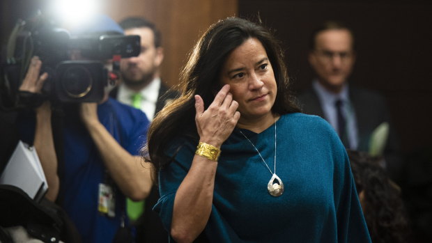 Canada's former attorney-general Jody Wilson-Raybould appears to testify in front of Canada's House of Commons Justice Committee. 