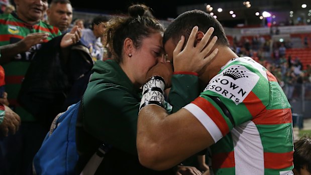 South Sydney's Cody Walker with family.