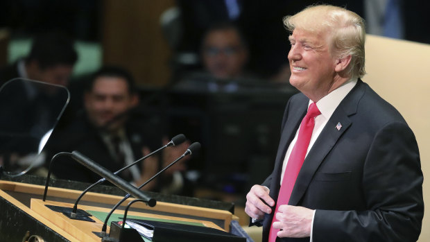 Trump reacts to laughter from delegates to his United Nations speech.