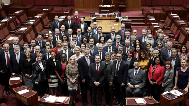 The Senate poses for a photograph during the final sitting fortnight of 2018.