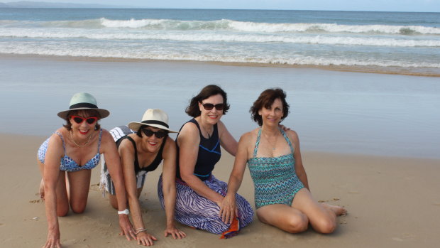 Recreating the past: Lette at the beach with her sisters last year. 