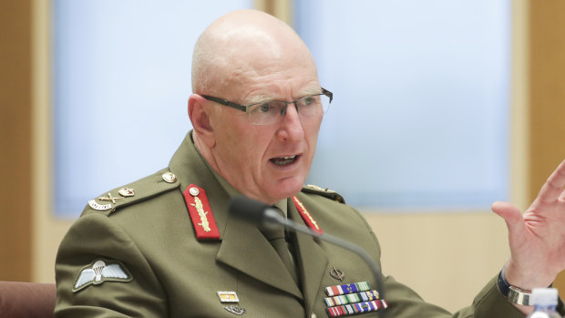 Lieutenant General John Frewen, Commander Defence COVID-19 Task Force, testifies to the Senate.