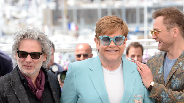 Dexter Fletcher (left), Elton John and Taron Egerton at the Rocketman photo call during the 72nd Cannes Film Festival.