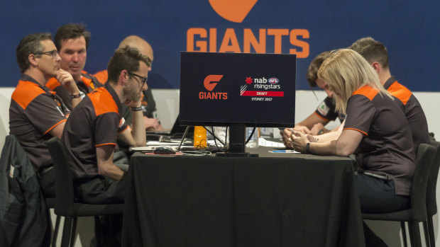 GWS staff prepare ahead of last year's AFL draft.
