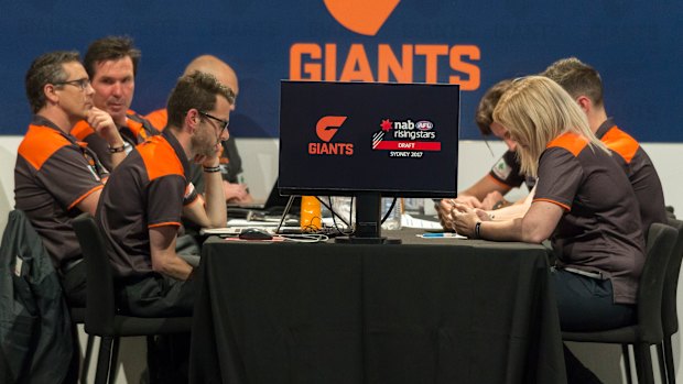 GWS staff prepare ahead of last year's AFL draft.