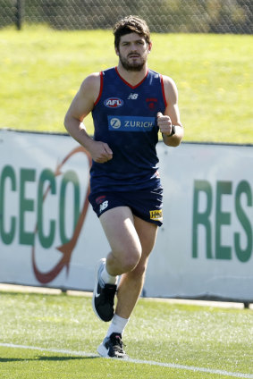 Angus Brayshaw returned to Melbourne training on Tuesday following his head injury.