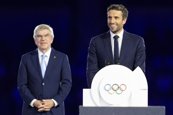 Thomas Bach, left, and Tony Estanguet.