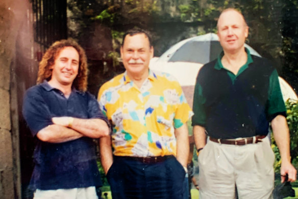 Gareth Andrews (right), with John Platten and Barassi in Manila. 