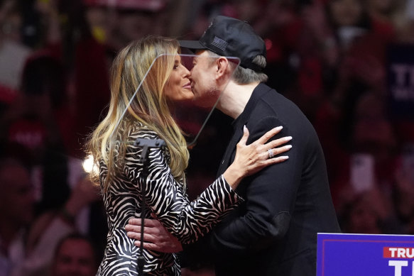Melania Trump greets Musk  at the Madison Square Garden Trump rally just days before the election.