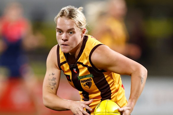 Poppy Stockwell of the Hawks in action.