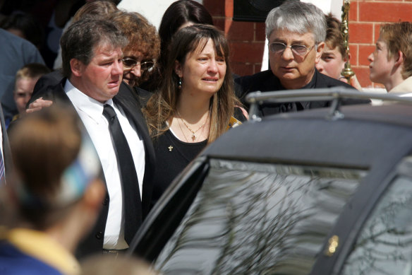 Robert Farquharson and Cindy Gambino at their sons’ funeral.