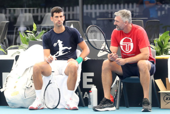 Djokovic and coach Goran Ivanisevic in Adelaide this week.