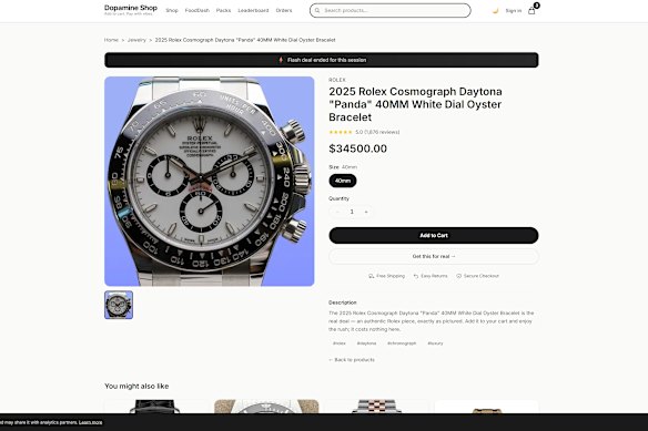 “Dopamine Shop” allows users to shop “genuine” luxury goods that cost nothing and never arrive.