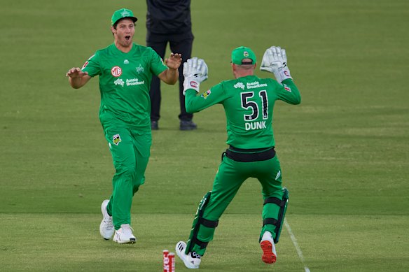 Hilton Cartwright of the Stars celebrates his stunning run out.