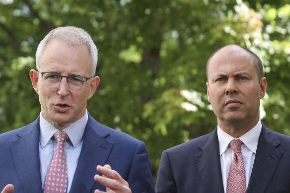 Communications Minister Paul Fletcher (L) and Treasurer Josh Frydenberg (R) have led the government’s plans to legislate the news media bargaining code.