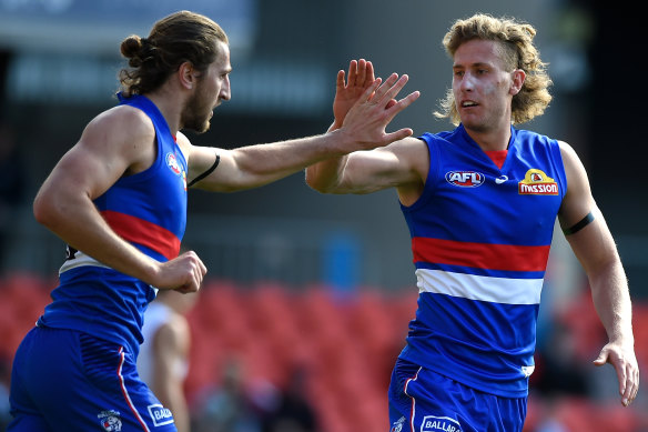 Bontempelli with Aaron Naughton, who was back in form with six goals last week.