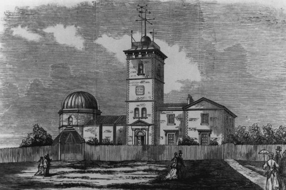 An artist's impression of the Sydney Observatory in about 1870.