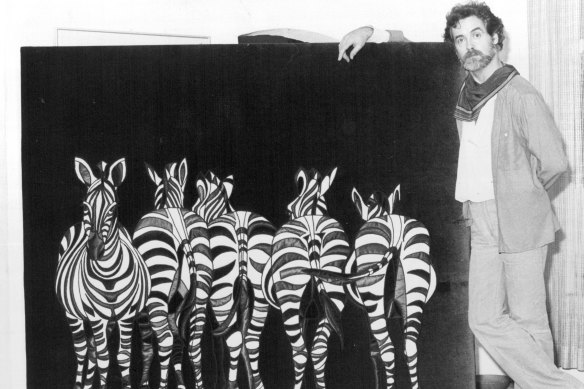 Stewart Merrett and one of his works in 1979.