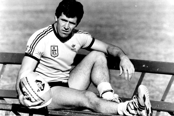 Steve Folkes relaxes during training before a State of Origin clash in 1986.