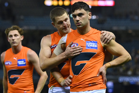 Hopper and Tim Taranto with GWS in 2021.