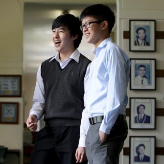 Dennis Kim, left, and Austin Ly, right, were some of the many high achievers at Sydney Boys High School, the Herald reported in 2011.