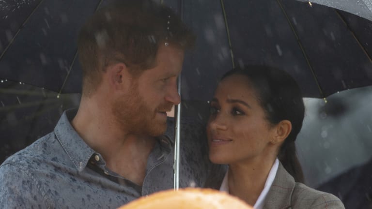Harry and Meghan in Dubbo yesterday. 