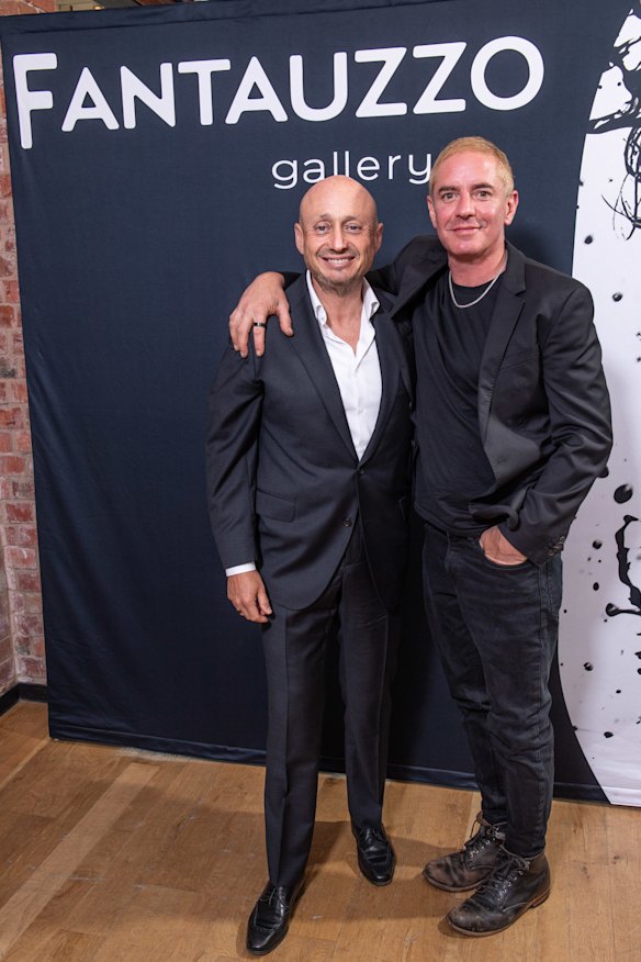 Fantauzzo with pal and partner in his new South Yarra gallery, National Basketball League owner Larry Kestelman.