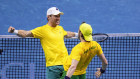 Matthew Ebden, left, and Jordan Thompson celebrate their victory.