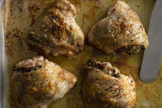 Roasted chicken thighs