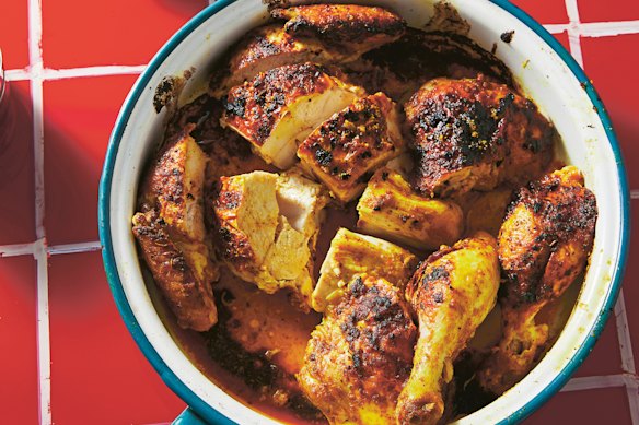 Inspired by El Jannah and Frango, this is a more modern way of plating and eating a chicken curry. 