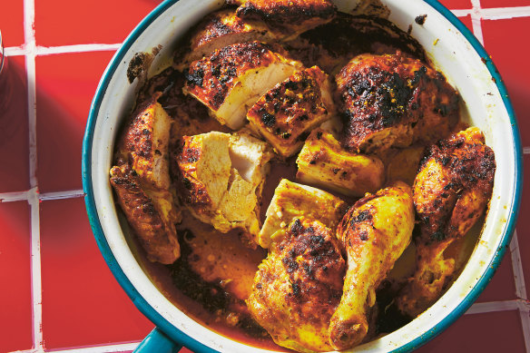 Inspired by El Jannah and Frango, this is a more modern way of plating and eating a chicken curry. 