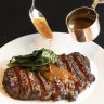 The grass-fed rib-eye with mustard jus.