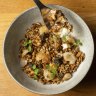 Beneath a nutty granola-like topping of nuts and seeds is a silky artichoke custard.