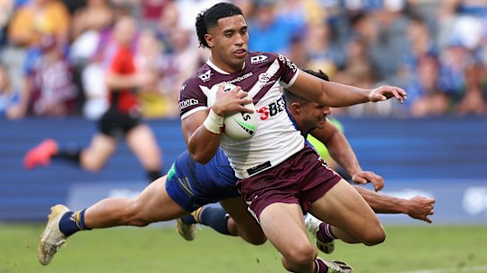 Tolutau Koula in action against the Eels.