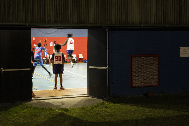 The team trains into the late evening in Shalvey, New South Wales. 