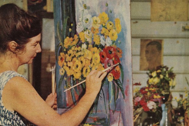 Margaret Olley painting at Farndon, 1966. 