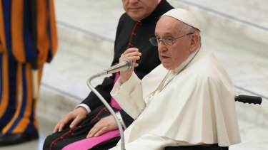 Pope Francis at an audience at the Vatican on Saturday, May 21. 