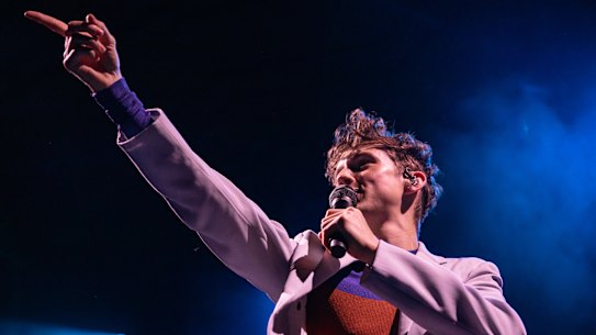Troye Sivan performs at Margaret Court arena in Melbourne.